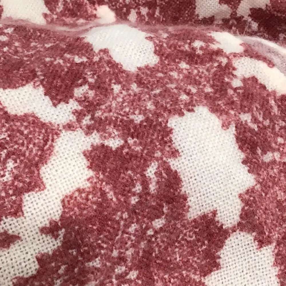 Michael Stars Ivory and Red “Faded Lace” Knit Scarf Shawl Wrap